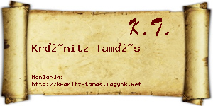 Kránitz Tamás névjegykártya