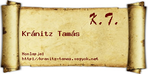 Kránitz Tamás névjegykártya